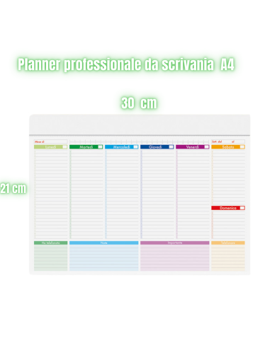 Planner Settimanale 2025 Da Scrivania Planner A4